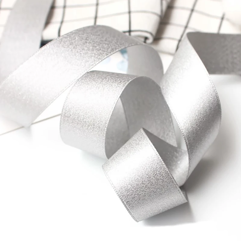 Sliver Purl Satin Ribbon Tape Double Face Fabric Trims for DIY Present Box Crafts Wrap Decoration 3MM 6MM 9MM 16MM 22MM 38MM