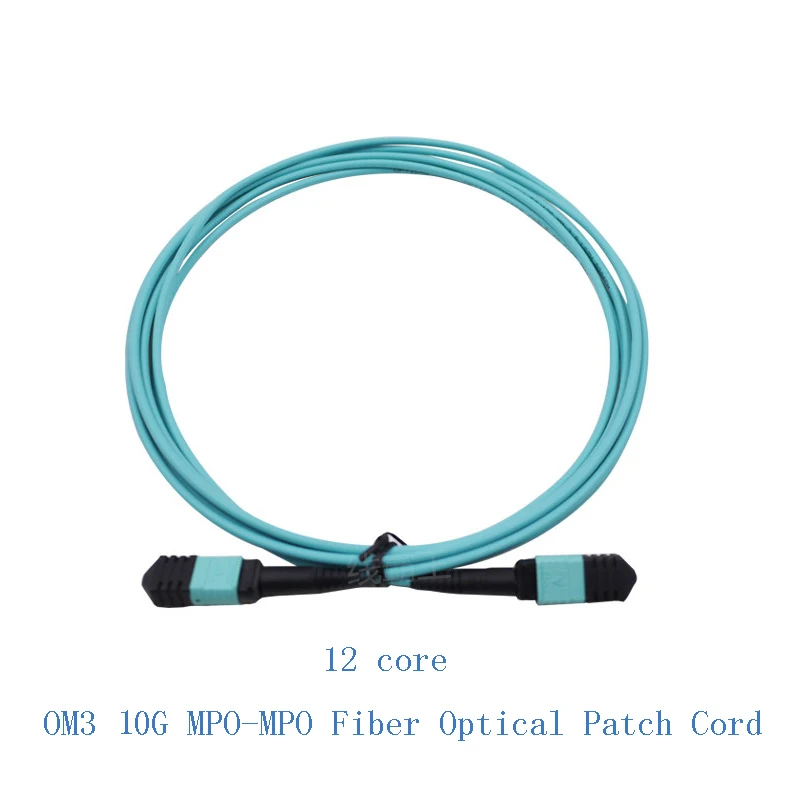 ZHWCOMM 3m OM3 12 Core Multi-Mode MPO-MPO Fiber Optic Patch Cord for 10G SFP Cable Jumper