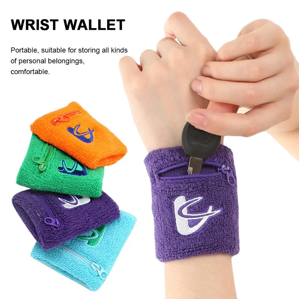 4 Piece Unisex Zipper Professional Sport Wristband Terry Cloth Cotton Sweatband Sports Wrist Tennis Yoga Sweat WristBand