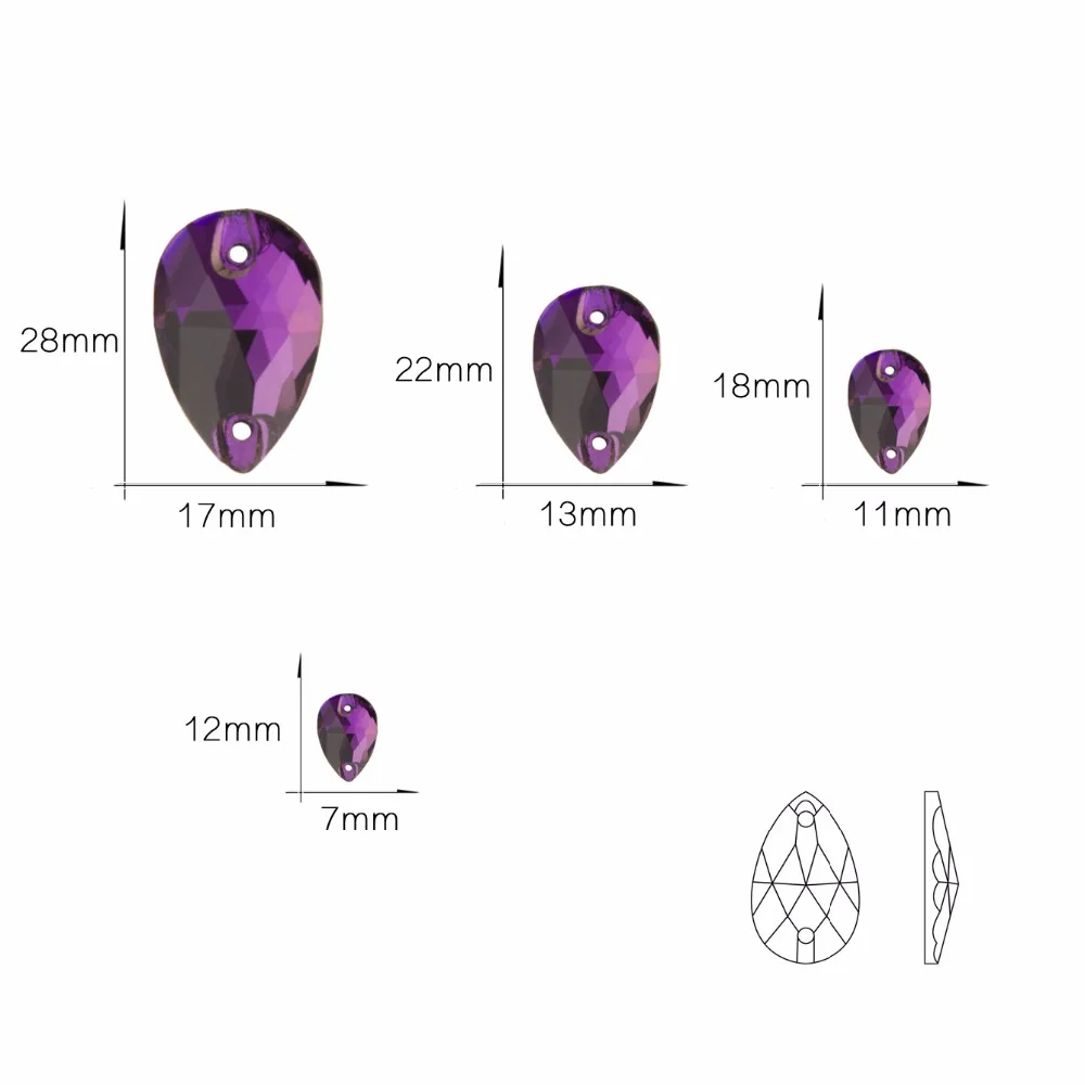 YANRUO 3230 Drop AAAAA Qualität Nähkristalle Flache Rückseite Strasssteine zum Aufnähen Glassteine für Kleider, Kleidung, Schmuck – Detail 1