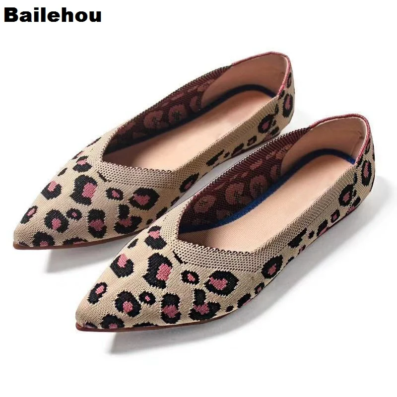 

Bailehou New Fashion Spring Women Flats Shoes Leopard Women Shoes Flat Casual Single Shoes Ballerina Women Shallow Female Shoes