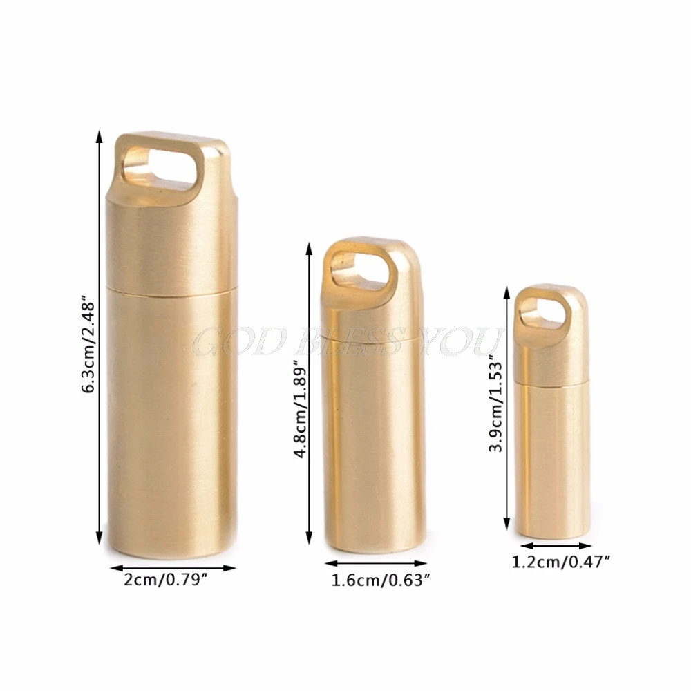 EDC Brass Waterproof Capsule Container Seal Bottle Box First Aid Pill Tank Case Drop Shipping