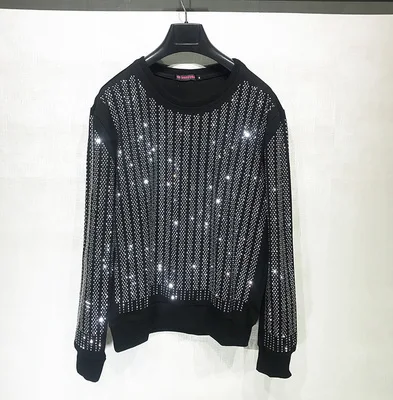 black rhinestone beading bling mens party/event long sleeve tee/T shirt