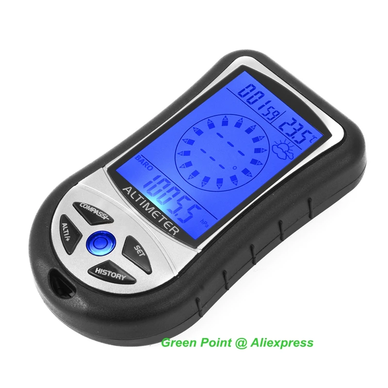 8 in1 LCD Digital Altimeter Compass Barometer Thermometer Weather Forecast Time Clock Calendar Blue Backlight Portable Hiking