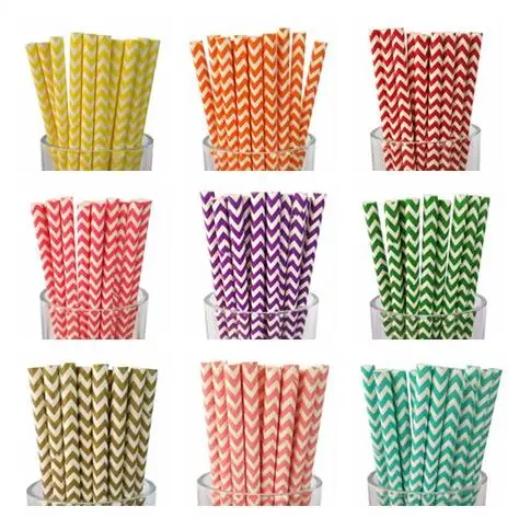 Free Shipping Chevron Disposable Paper Drinking Straws 19.7cm Party  Decoration Birthday straws 27 colors Optional 25 pcs/bag