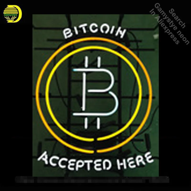 Bitcoin Accepted Here Neon Sign neon bulb Sign Neon light Sign glass Tube Beer Pub Handcraft Commercial Iconic Sign Neon lights