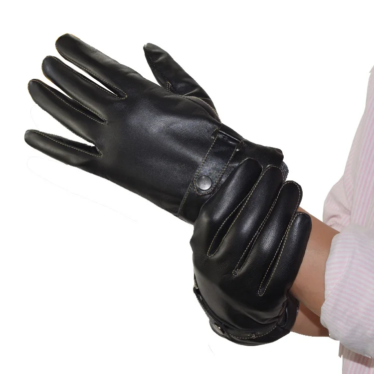 Winter Genuine Leather Gloves Men Black Goatskin Driving Finger Gloves 2017 New Arrival Fashion Brand Mittens Warm GL-312-05