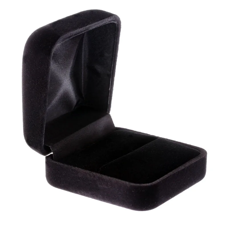 Elegant Engagement Wedding Ring Box for Jewellery Gift Packaging Bague Jewelry Display Rings Storage Boxes Black Velvet 300pcs