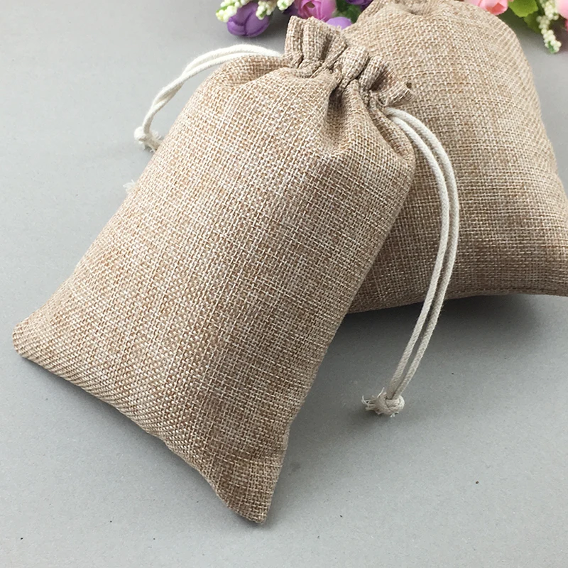 15x20 1000pcs Gifts Bags With Drawstring Jewelry Gift Pouch Bags Jute Bag For Women 2016 Small Linen Packaging Display Sack Bag