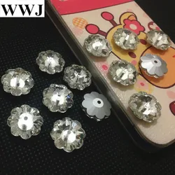 Sew On 3700 Marguerite Lochrose 6mm,8mm,10mm,12mm,14mm,16mm Flower Beads With One Center hole Crystal Clear Color