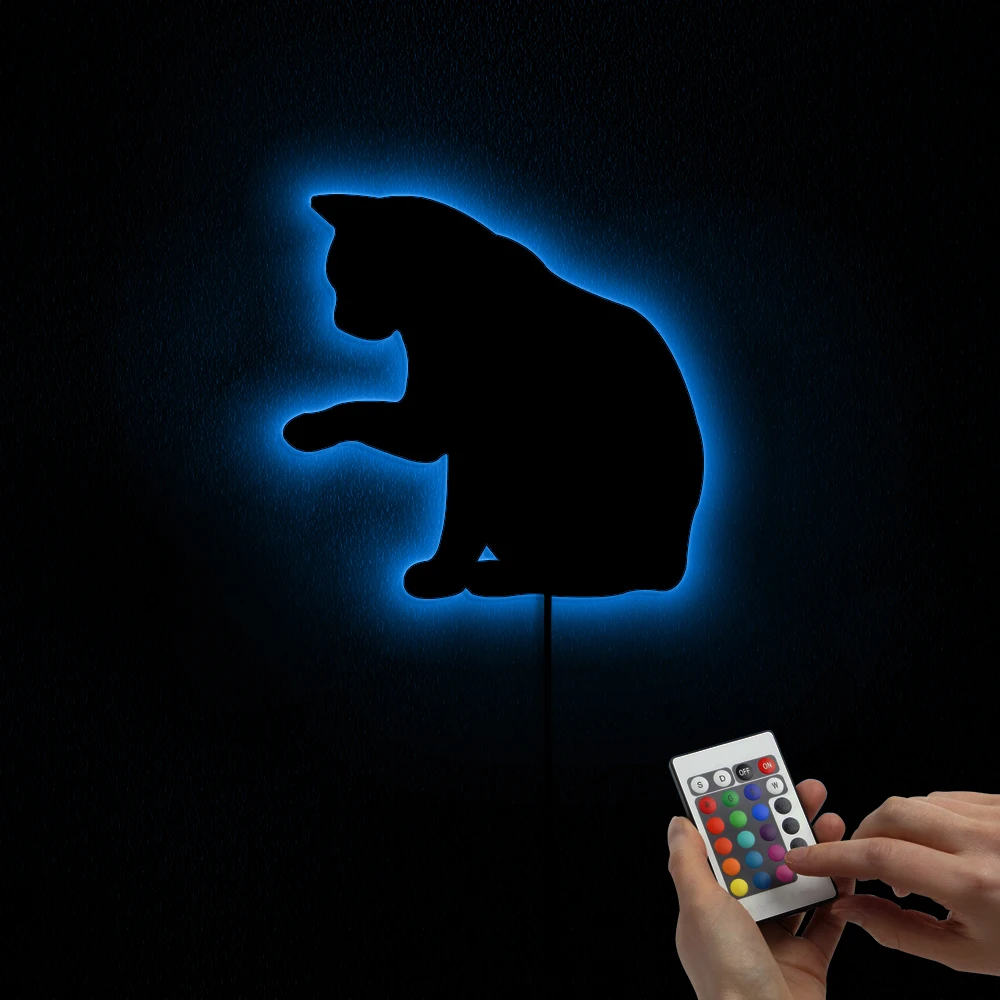 Cat Wall Light Cat LED Lamp Me-Miauw Kitty Nightlight Kid Room Nursery Little Kitten Wall Sign Decorative Wall Lamp