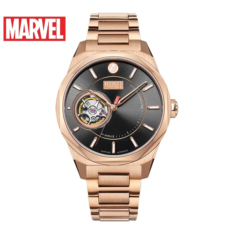 Marvel Avengers Full 316 Stainless Steel Hollow Automatic Waterproof Watches Gold Mechanical Captain America Watch Unisex