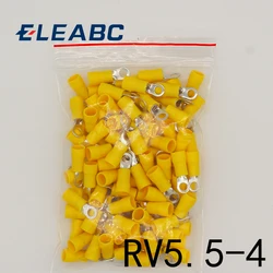 RV5.5-4 Yellow Ring insulated terminal 100PCS/Pack cable Crimp Terminal suit 4-6mm2 Cable Wire Connector RV5-4 RV