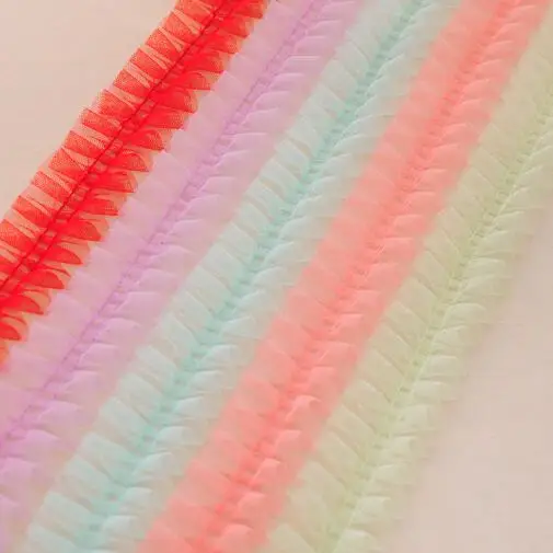 10yards/lot 5cm 17colors Baby Pleat Lace Trimming 2threads Fix in Middle X316