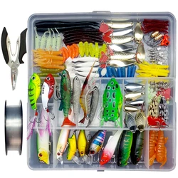 280pcs/lot Fishing Lure Set With Box Mixed Soft Lure Artificial Lure Minnow Popper Vib Spoon Frog Shad Plier Accessory A067