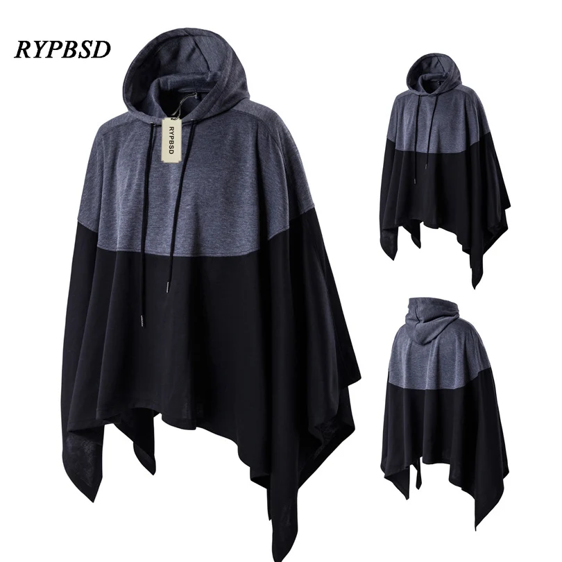Men Hoodies Sweatshirt Patchwork Black Cool Hip Hop Hoodies Men Casual Hooded Loose Harajuku Oversized Gothic Hoodies Men