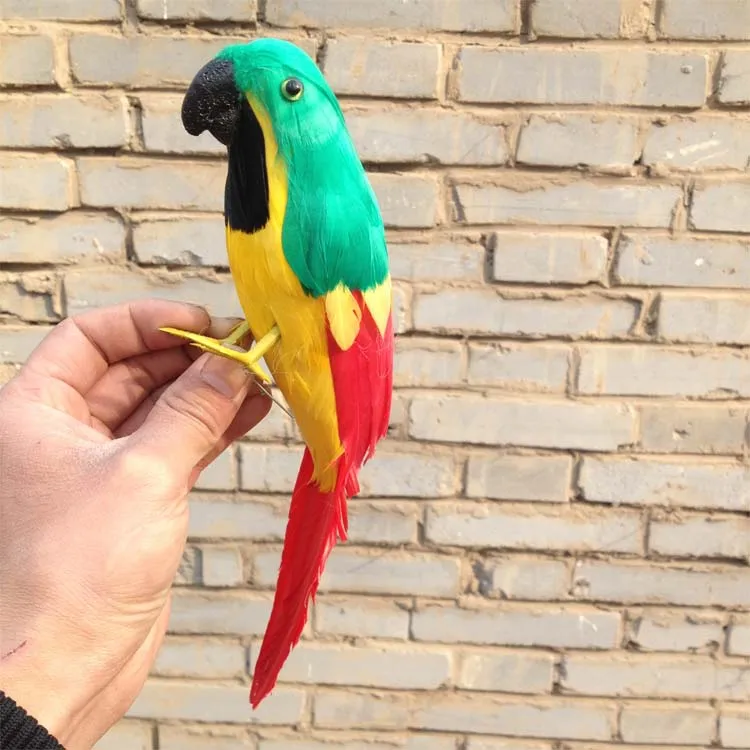 

cute foam&feather green crown parrot toy small simulation parrot bird model gift about 22cm 0886