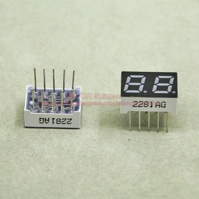 

100pcs 10 Pins 2821AG 2821BG 0.28 Inch 2 Digits Bits 7 Segment Green LED Display Common Cathode Anode Digital Display