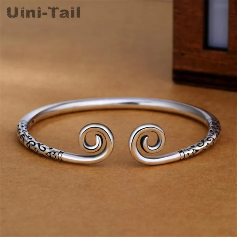 Uini-Tail hot new 925 Tibetan silver genuine tight spells open bracelet fashion tide flow high quality silver jewelry ED151