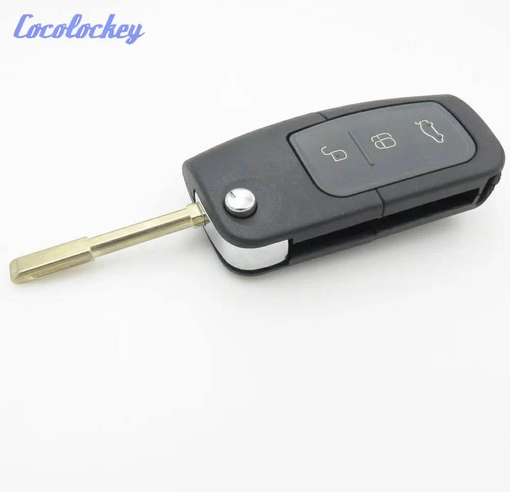 

Cocolockey Folding Flip Key Shell Blank Fit for FORD Modeo Remote Key Fob 3 Button Replacement Key Cover Uncut Blade No Logo