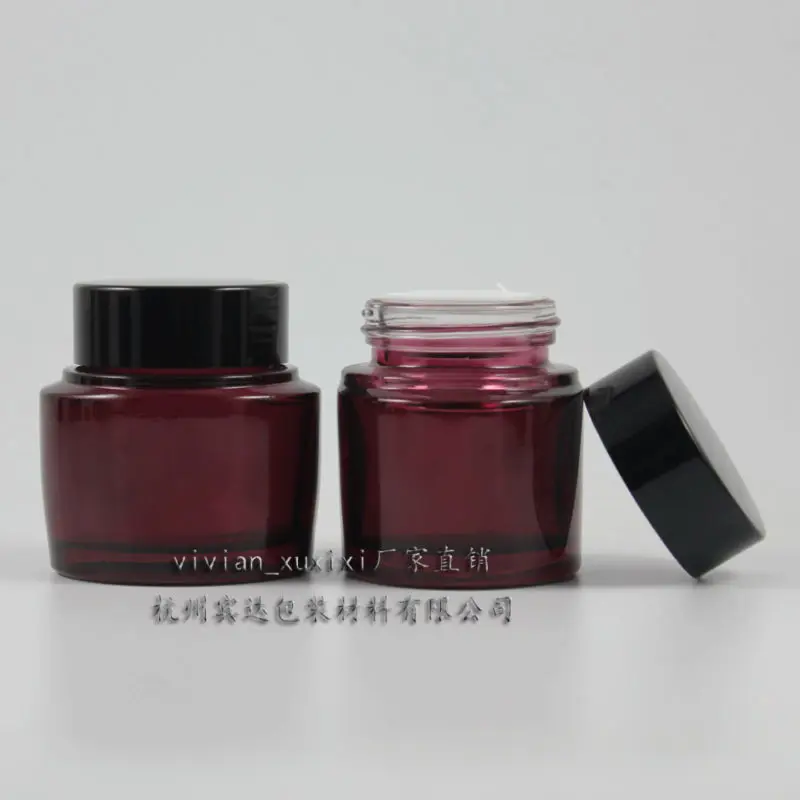 

40g Mysterious purple glass cream jar with black aluminum lid,40g cosmetic jar,packing for eye cream,40ml glass bottle