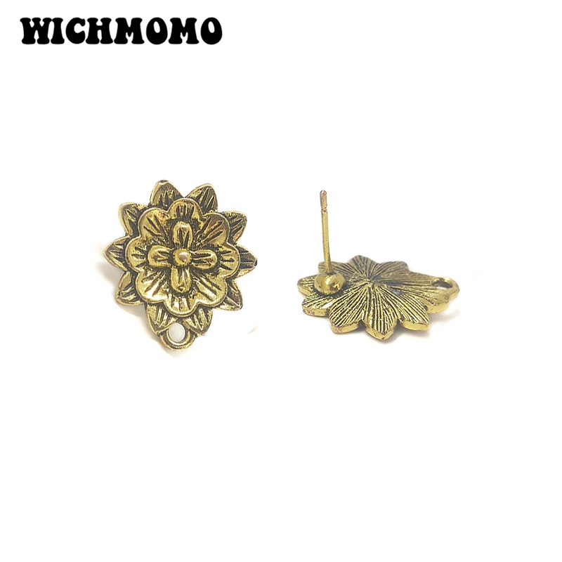 New Fashion 18mm 10pieces/bag Zinc Alloy Gold Cross Flowers Earring Base Connectors Linkers for DIY Earring Jewelry Accessories