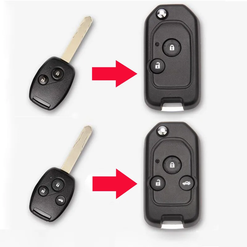 

3 Buttons/2 Buttons Modified Flip Folding Remote Key Case Shell For Honda CRV City Fit Accord Odyssey Fob Key Cover