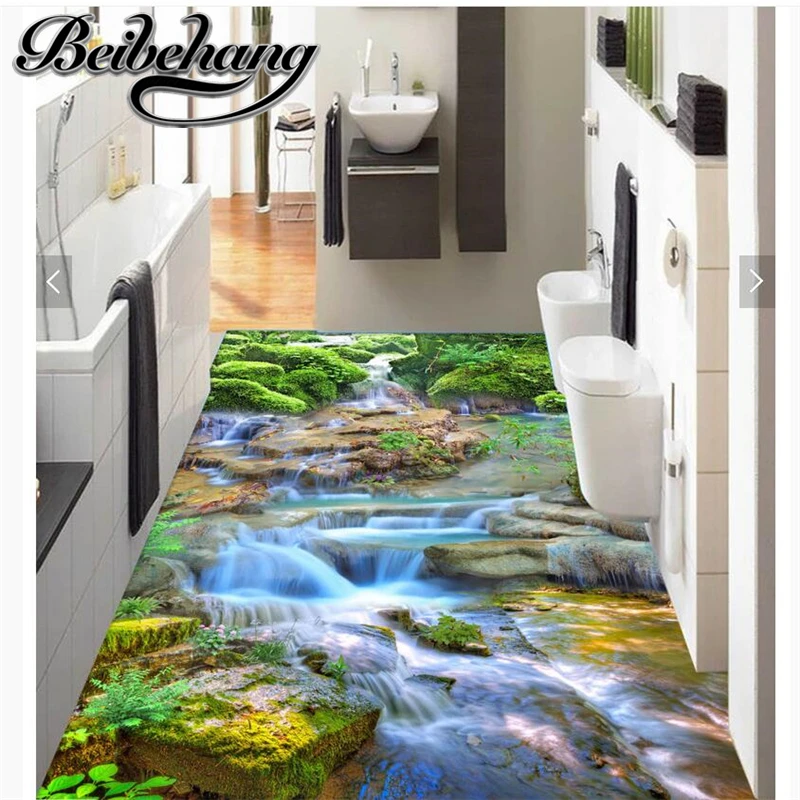 

beibehang Custom floor paste 3d three-dimensional flow of water Shanxiu self-adhesive floor painting background papel de parede