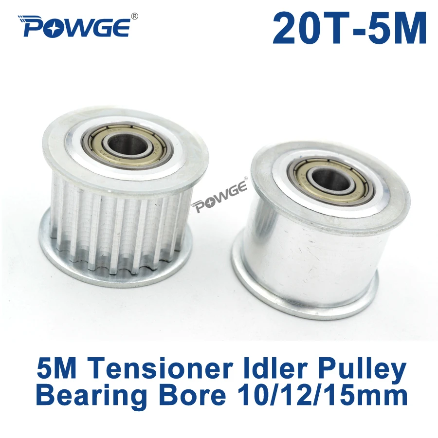 

POWGE 20 Teeth 5M Idler Pulley Tensioner Wheel Bore 10/12/15mm with Bearing Guide synchronous pulley HTD5M 20T 20teeth