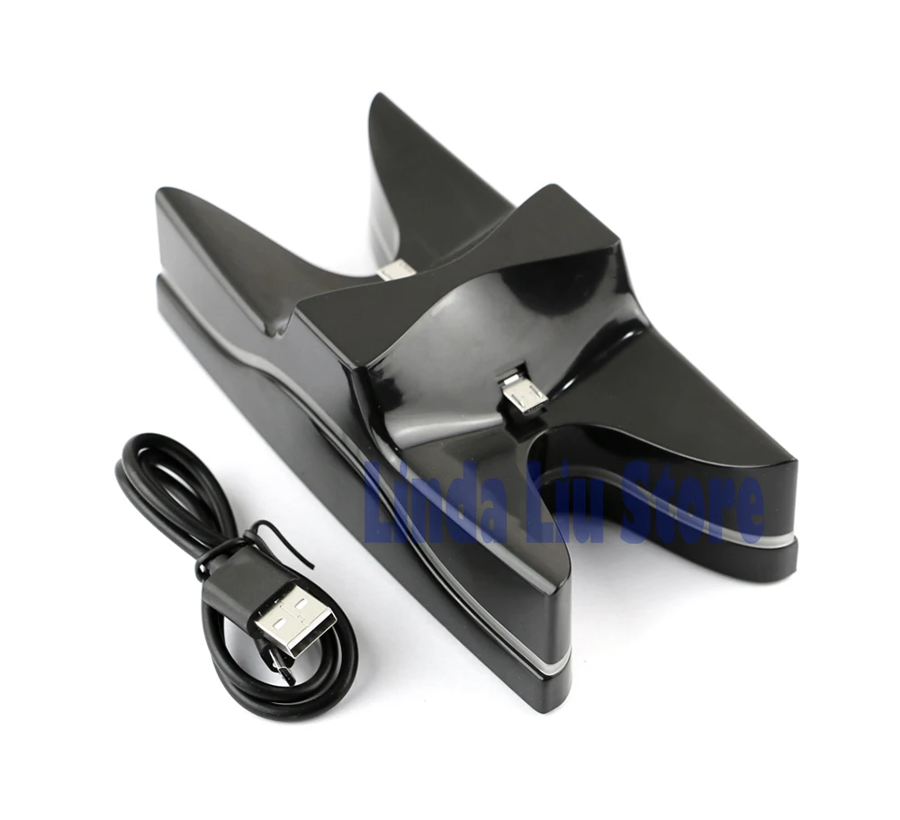 حامل شاحن لوحدة تحكم PlayStation 4 PS4 لشحن LED أزرق مع ملحقات ألعاب كابل USB