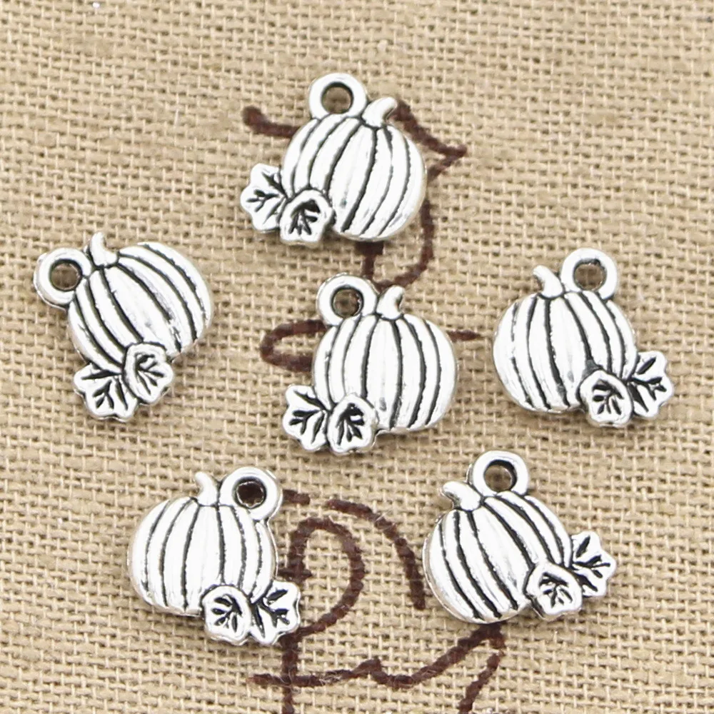 30pcs Charms Pumpkin Fall Thanksgiving Halloween 10x10mm Antique Silver Color Pendants Making DIY Handmade TibetanJewelry