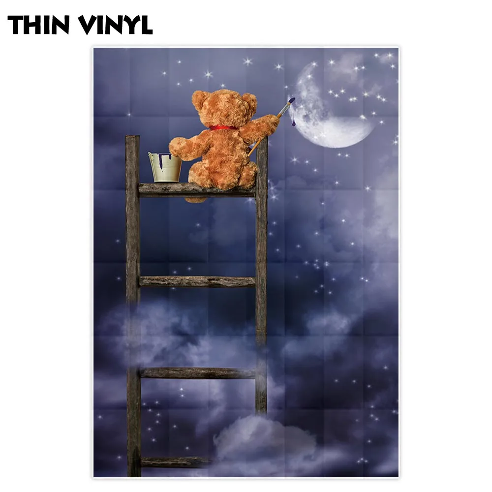 Allenjoy hintergrund für foto studio bär leiter nacht sternen himmel hintergrund photo foto-shooting photobooth stoff