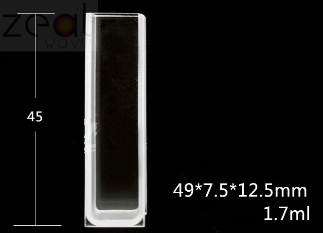 1PCS 5mm 49*7.5*12.5 1.7ml Optical Path With Cover 2 Two Sides Through Melting Quartz Cuvette UV Spectrophotometer