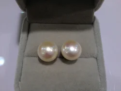 Free Shipping 11-12MM Natural Fresh Water Pearl Studs Earring 925 Silver Real Pearl Earring For Women fine jewelry