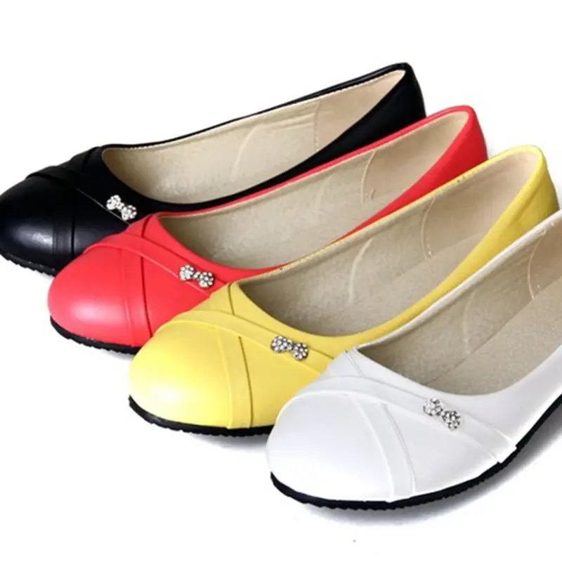 Oxford Shoes For Women Large Size 34-47 Women\'s Fashion Shoes Woman Flats Spring Female Ballet Metal Round Toe Solid Casual 062