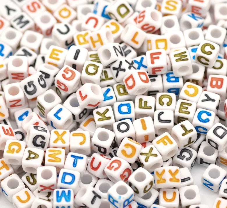 Mixed Acyrlic Letter/ Alphabet Cube Beads 7x7mm(1/4