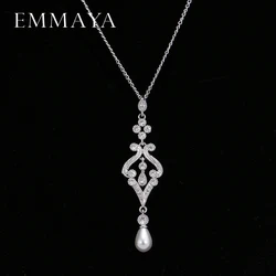 EMMAYA New Simulated Pearl Fashion Pendant Necklaces Wedding CZ Crystal Wholesale Price
