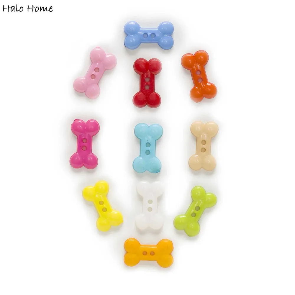 100 Pcs Colorfull Bone Shape Sewing Scrapbooking Acrylic Buttons Decorative Card Making Clothing DIY Home Decorative 18x10mm