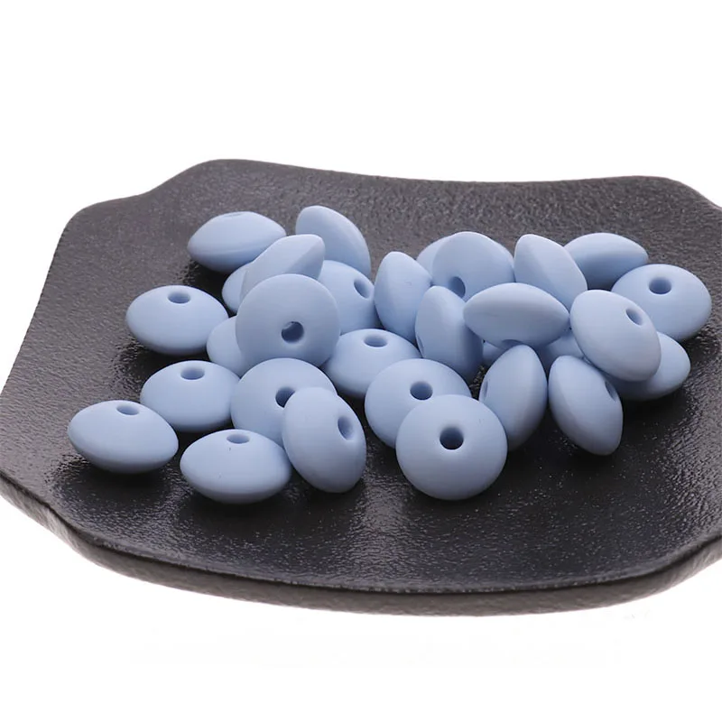 QHBC 12*7mm Teething 100 Lentil Beads Silicone Pearls BPA Free Baby Biting Chewable Teether Necklace Food Grade Mom Nursing Toys