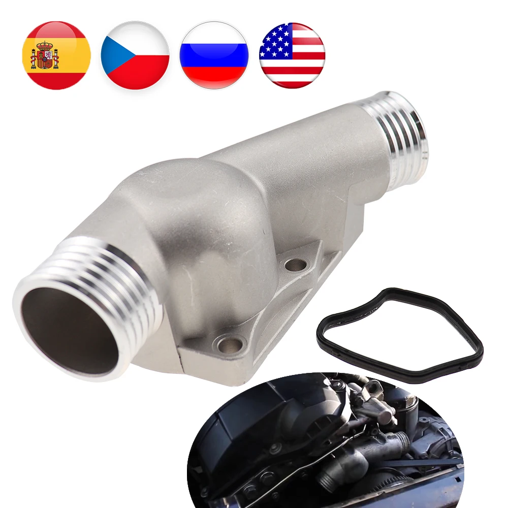 Upgraded Aluminum Thermostat Housing Cover with Gasket Brand New for BMW M3 Z3 E34 E36 11531722531 11531740437 Polished