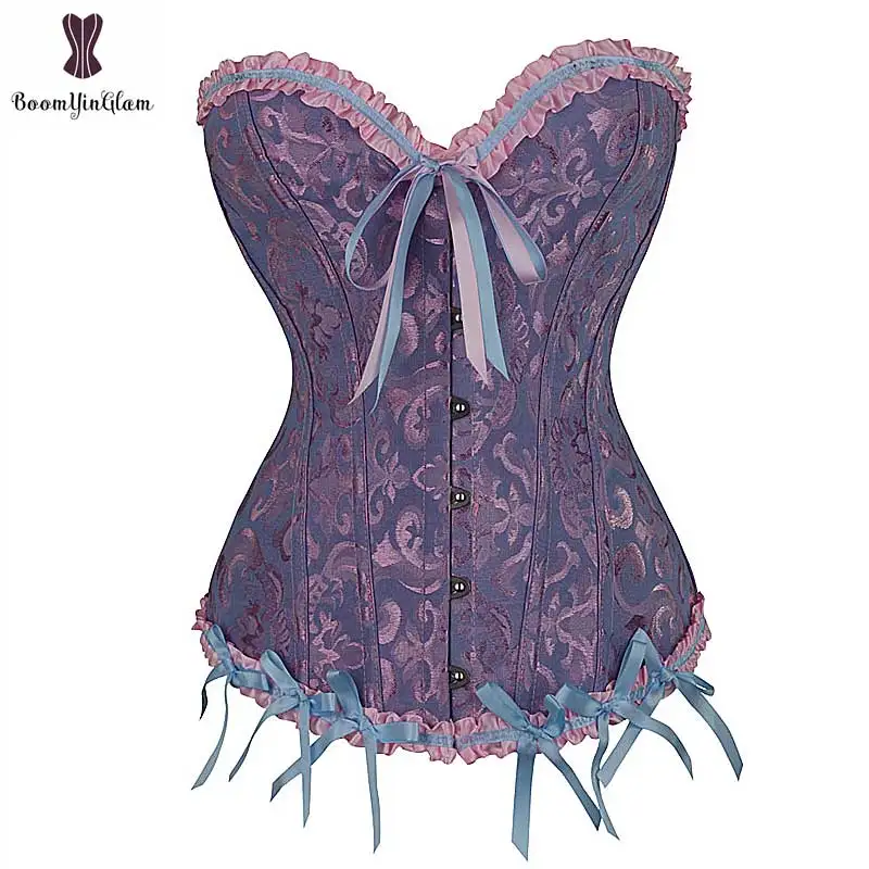 corset lace sexy waist trainer plus size bustier corset minceur overbust corset top plastic boned jacquard for party dress skirt