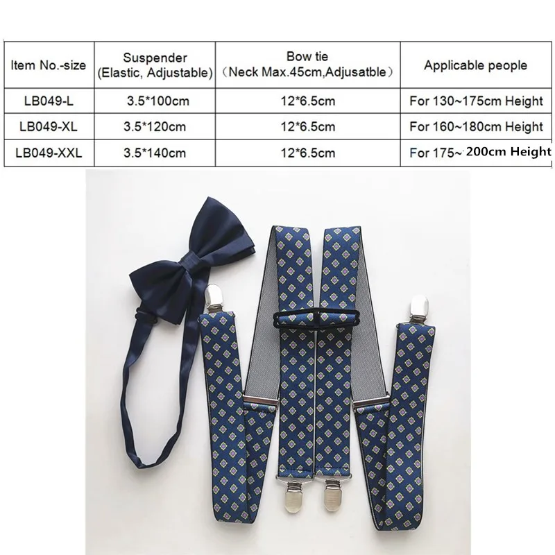 New Printed Big Men Suspender Butterfly Bow Tie Set Children Women Adult Suspenders Neck Tie Matching Shirt Wedding LB049