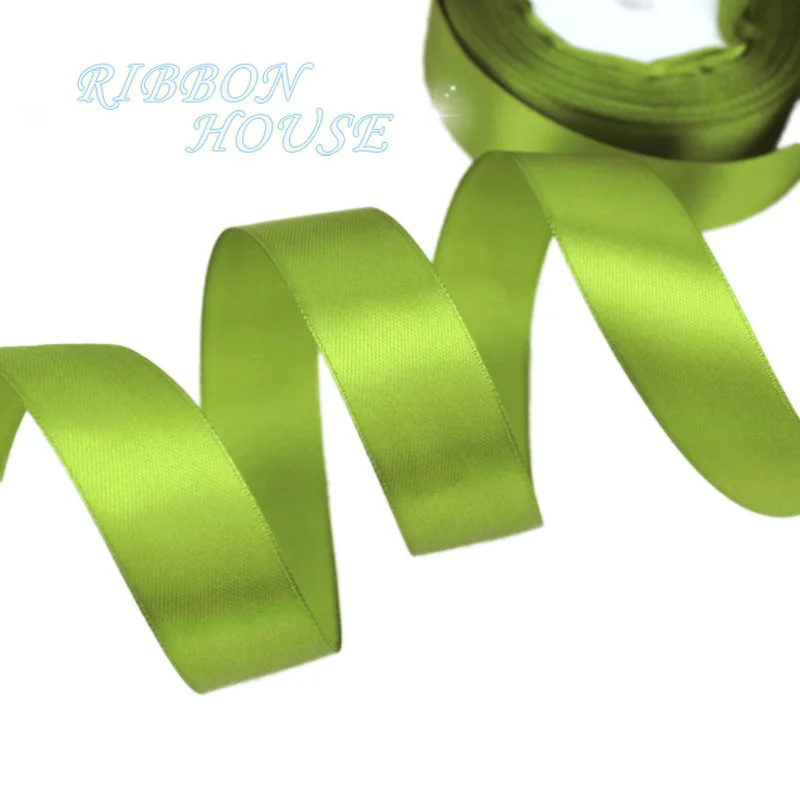 (25 yards/roll) Fruit Green Single Face Satin Ribbon Wholesale Gift Wrapping Christmas ribbons