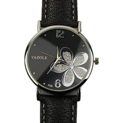 YAZOLE Wrist Watch Luxury Crystal Ladies Watch Women Watches Flower Women's Watches Leather Clock zegarek damski reloj mujer