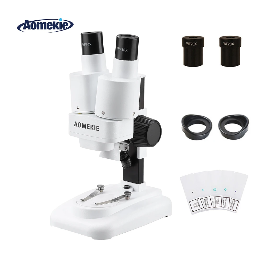Aomekie-microscópio Estéreo Binocular de 20x40x Iluminação Led Luzes Pcb Observação de Amostra Educação Científica para Crianças com Slides