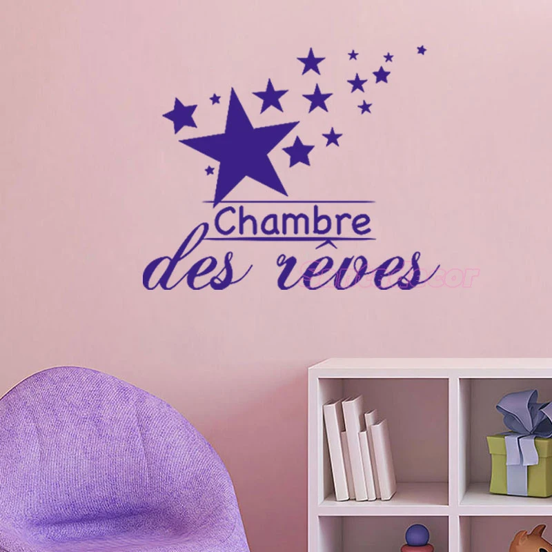 French Chambre Des Reves Vinyl Wall Sticker Art Mural Decals for Living Room Home Decor Poster House Decoration Wallpaper