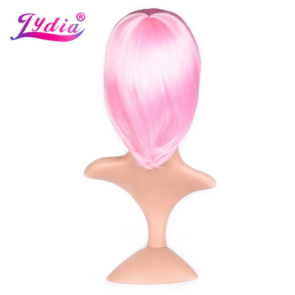 Lydia Wigs For Women Pure Color Pink Short Straight Bob wig High-temperature Fiber Synthetic African American Wig