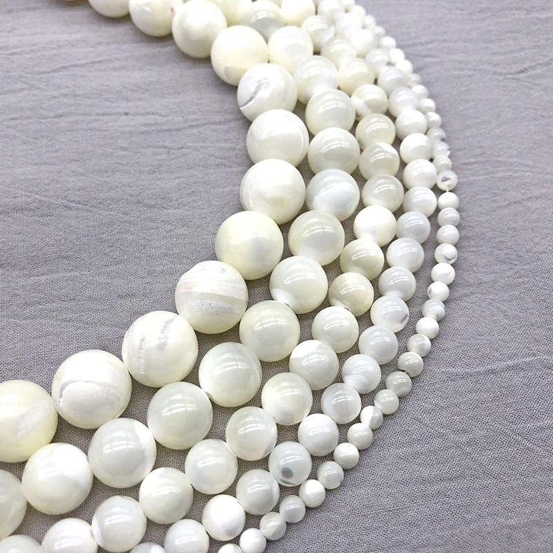 Natural Round Trochus Niloticus Top Shell Stone White Beads For Jewelry Making DIY Bracelet Necklace 4/6/8/10 mm Strand Earrings