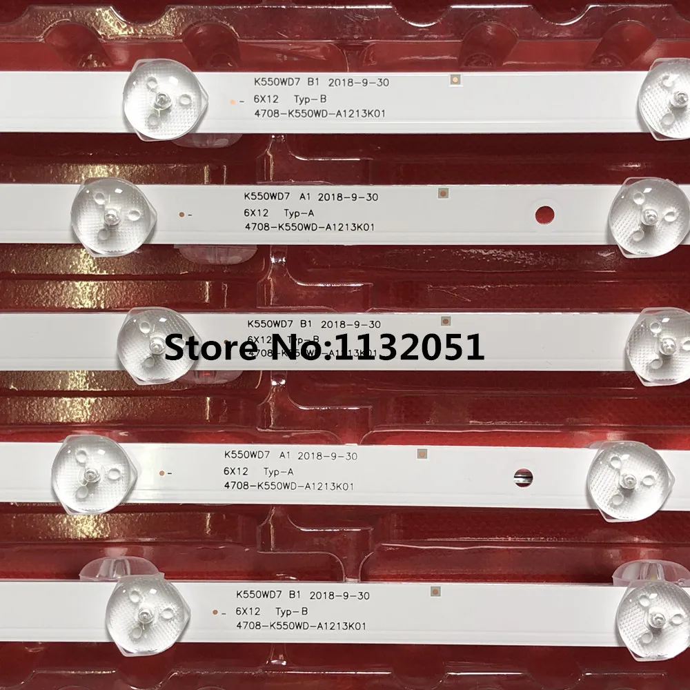 12 Buah Strip Lampu Latar LED untuk 55PUF6051/T3 55PUF6051/T3 55PUF6056/T3 LE55D8800 4708-K550WD-A3213K31 4708-k550wd-a3213k21 K550WD7