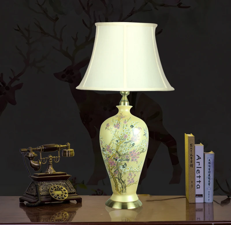 Flower bird China Antique Living Room Vintage Table Lamp Porcelain Ceramic Table Lamp wedding decoration traditional table lamp